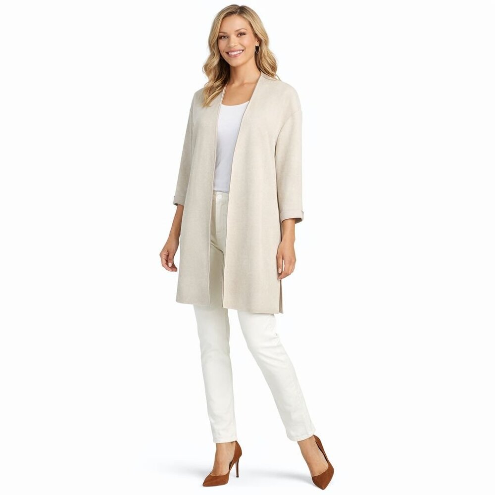 Zara Basic Medium Collection Open Front Beige Lon… - image 1